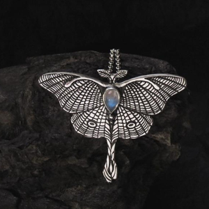 Moth <span class=keywords><strong>Retro</strong></span> sáng tạo Moonstone người đàn ông Mặt dây chuyền vòng cổ cho phụ nữ bán buôn - Product Image 6