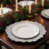 Assiettes de présentation en plastique électroplaqué de 13 pouces, rondes, motif récif, pour la mise en table de mariage et de fête, vente en gros