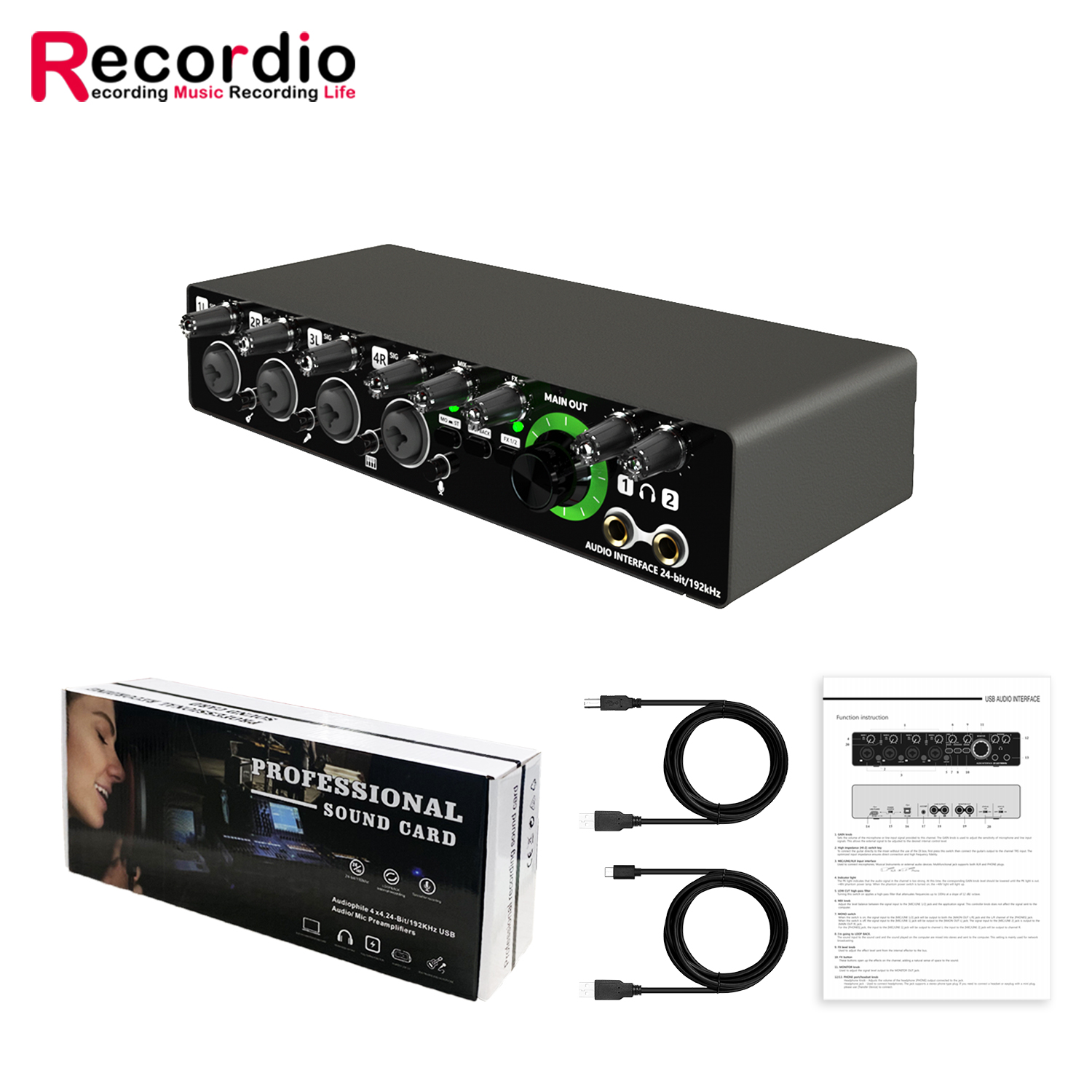 GAX-MD44 24bit 192kHz Audio Interface for Podcasting & Recording