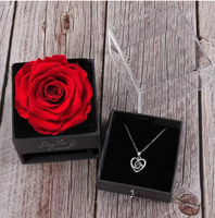 Moederdagcadeau Eeuwige Echte Roos Ge conserveerde Bloem in Doos Met 'Ik Hou Van Jou' Ketting in 100 Verschillende Talen Valentijnsdag Jubileum R