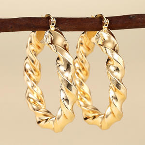 E4427 Golden <b>Fine</b> <b>Hoop</b> <b>Earrings</b> Gold Plated Unisex Everyday Wear - Product Image 4