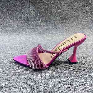 Sandalias de Tacón con Pedrería y Punta Abierta, Estilo Coreano, Primavera/Verano 2024, para Mujer - Product Image 4