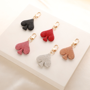 Nouveau strass pêche coeur forme porte-clés <span class=keywords><strong>cartable</strong></span> pendentif mode voiture porte-clés cristal strass porte-clés coeur porte-clés - Product Image 1