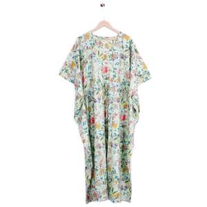 Vestido Kaftán de Algodón con Estampado Floral, Estilo Moderno, Talla Única, para Usar como Ropa de Dormir o Salir, Kaftán Indio, Vestido Maxi - Product Image 4