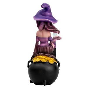 รูปปั้นนางฟ้าแม่มดสวยงาม วาดด้วยมือ งานฝีมือเรซิ่น รายละเอียดประณีต พร้อมกระปุกแก้วใส่เหรียญ สำหรับตกแต่งบ้านในวันฮาโลวีน ของขวัญ - Product Image 5