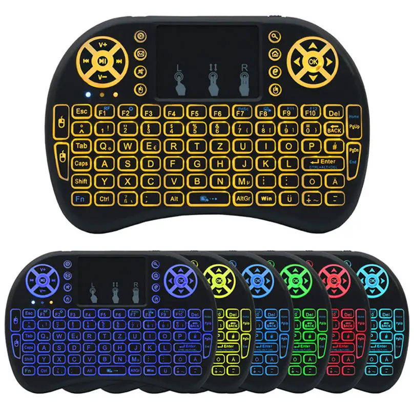 YS72 i8 Mini Keyboard 7 Colorful Backlit 2.4g Wireless Air Mouse Arabic Russian Keyboard Smart Remote For Gaming/TV Box