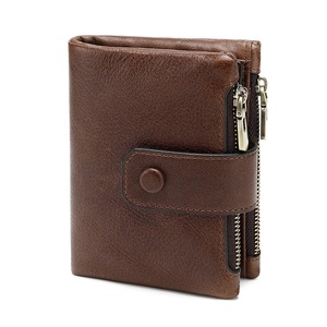 <strong>Personalised</strong> Multiple RFID Protected Genuine Leather Boys <strong>Mens</strong> <strong>Wallet</strong> with Zipper Coin Pocket Money Bag - Product Image 1