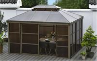 Maison de jardin à toit incliné en aluminium, directement de l'usine, avec panneaux PC pour villa et cour, utilisation extérieure
