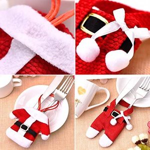 T1600 Nuevo Porta Cubiertos Navideño, Funda para Cubiertos, para Cuchillos y Tenedores, para Decoraciones Navideñas - Product Image 4