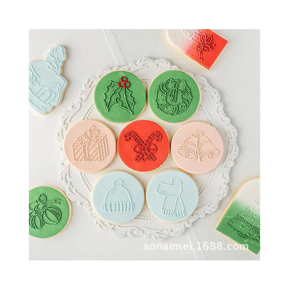 Giáng sinh Dễ thương Cookie cutter nhựa cắt nướng khuôn mẫu cho Biscuit khuôn fondant bánh trang trí cắt Khuôn nướng công cụ