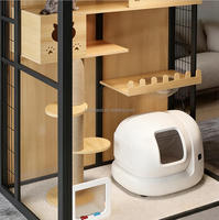 Villa pour chat panoramique en verre, grande cage pour chat, maison pour chat en bois pratique, maison pour chat d'intérieur, armoire pour chat