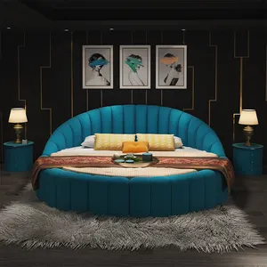 Set di mobili per camera da letto dell'hotel di lusso leggero camera degli ospiti dell'hotel letto rotondo letto confortevole in stile romantico