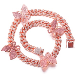 Chaîne à maillons cubains Ice Out <span class=keywords><strong>papillon</strong></span> personnalisé collier à breloques bijoux - Product Image 2