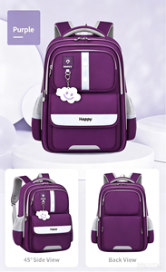Large Capacity Student <b>Backpack</b> Waterproof Polyester <b>School</b> Bag Softback Bookbag for Grades 1-6 - Product Image 3