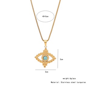 Collar de oro turquesa hipoalergénico Hippie Gypsy rústico collar de acero inoxidable corazón ojo estrella encanto collar regalo para ella - Product Image 6