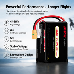 Batterie Li-po 20Ah 22.2V 6S 3C pour drone agricole, cartographie, logistique, UAV, temps de vol longue durée, prise personnalisée disponible - Product Image 2