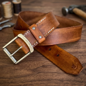 Handmade Design <b>Men's</b> Vintage Style 100% Leather Belts Pin Buckle Durable Waterproof Eco-Friendly OEM ODM Support Fashionable - Product Image 1
