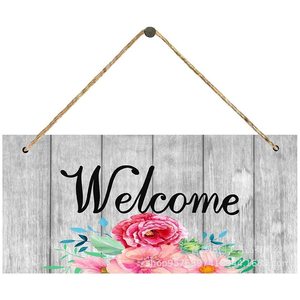 Panneau de bienvenue en bois rectangulaire blanc gravé pour la maison, l'hôtel, la décoration extérieure - Product Image 3