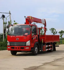 FAW 7,0 Meter Ladekiste 14 Tonnen Ladung 190 PS Ladelader mit 5 Tonnen Kran Spezialtransportfahrzeug