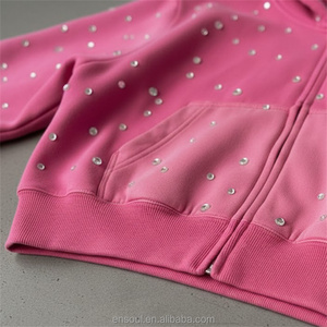 Sweat à capuche unisexe en coton 100% de haute qualité pour hommes, 400 g/m², streetwear, hip-hop, délavé à l'acide, avec strass, surdimensionné, fermeture éclair, effet délavé au soleil - Product Image 3