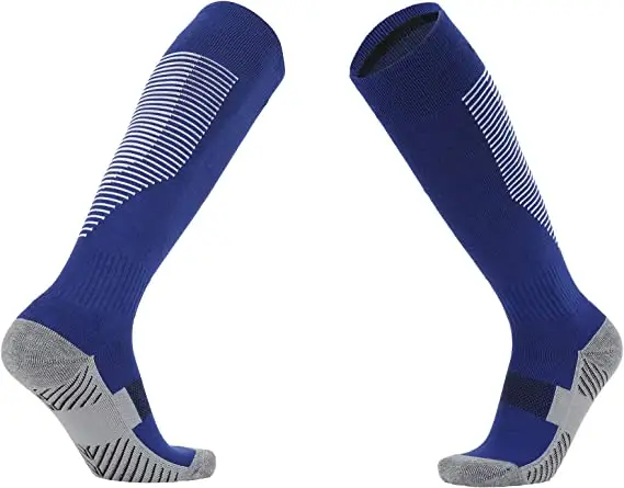 KT-K195 Unisex Knie hoch Doppelst reifen Athletic Soccer Football Tube Socken für Erwachsene & Kinder