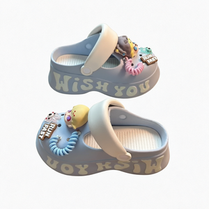 Lindas Sandalias Mary Jane de Plataforma con Flores y Dijes para Mujer, Antideslizantes, de EVA, para Primavera, Verano y Otoño, Casuales de Playa - Product Image 1