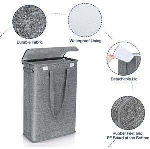 Slim <strong>Laundry</strong> <strong>Basket</strong> with Lid Tall <strong>Thin</strong> <strong>Laundry</strong> Hamper with Handles Waterproof Lining Narrow Dirty Clothes Hamper - Product Image 4