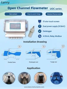 Débitmètre à ultrasons sans contact à canal ouvert série UOC - Écran tactile couleur pour la surveillance des eaux usées - Product Image 4