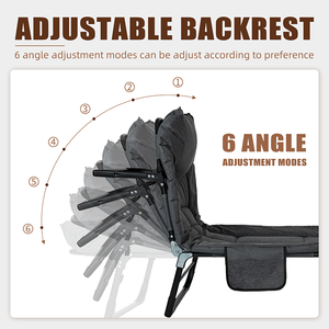 Cama Plegable para Camping con Personalización Ligera, Capacidad de Carga de 180 kg, Color Gris Oscuro, Moderna, con Bolsillo, Sin Marco de Acero, Proporciona Comodidad - Product Image 3