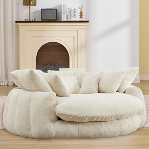 Canada Warehouse Foldable Round <b>Sofa</b> Large Chenille Relax Chair Modern Cloud Couch Easy Compression Packing - Product Image 4