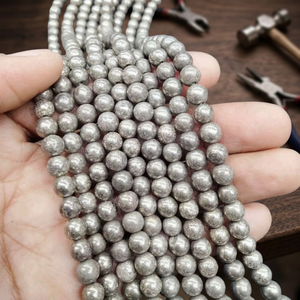 Perles d'espacement rondes en pyrite naturelle, agate Mirani, thème Amour, Rajasthan, vente en gros - Product Image 3