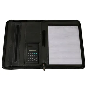 Wholesale document holder file for interview-Designs Zippered PU Leather Business Portfolio Interview