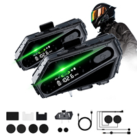 Casque de moto avec interphone double personne V5.3, lumière LED, étanche IPX6, réduction de bruit ENC, Type-C, sur oreille, carte TF 128M-128G, mains libres