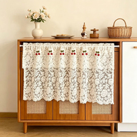 Voilages brodés floraux avec motif cerise pour la décoration des armoires de cuisine, rideaux courts translucides pour la maison