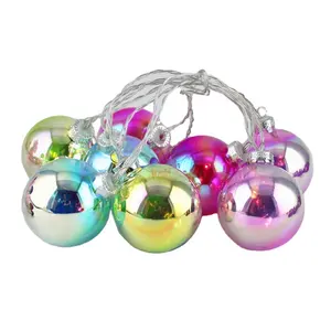 新款彩色玻璃球led圣诞灯串8件套led玻璃球