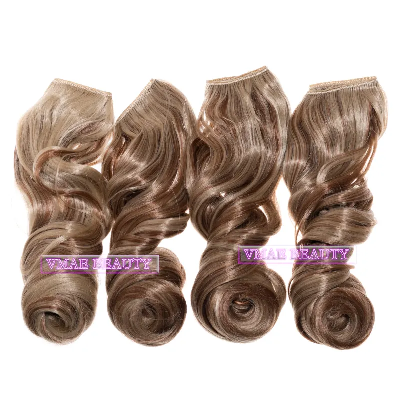 VMAE vurgulamak kıvırcık isıya dayanıklı Hairpieces Halo doğal siyah #12 #613 #60 #24 Flip parça sentetik saç uzantıları