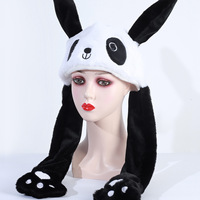 Niños adultos iluminan el sombrero de animal de peluche con orejas móviles conejo de dibujos animados Panda LED Gorro con orejeras brillantes juguetes de peluche