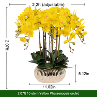 Anggrek NI Bunga Poliuretan Buatan 63cm Bunga Phalaenopsis Buatan Dengan Vas Mewah Bunga Buatan Modern Dalam Pot