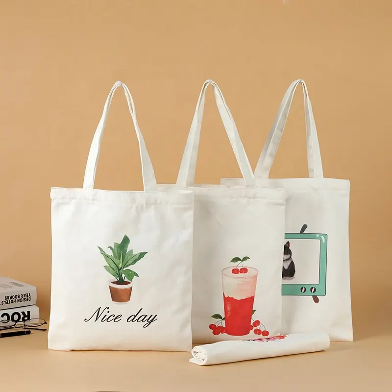 Reusable grocery durable premium colorful double side canvas bag tote nylon canvas folding bag pocket custom logo shopping