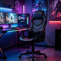 Chaises de bureau ergonomiques, équipées de cuir luxueux, chaises de jeu inclinables à gravité zéro et réglables en noir, modernes