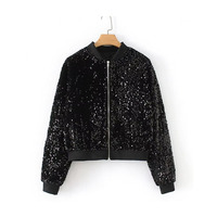 Manteau de veste brodé à paillettes pour femmes Performance Hip Hop à la mode personnalisée pour spectacle de danse