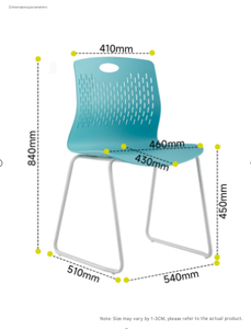 Plastic Dining <b>Chair</b> Armless Side Seat perforated backrest metal leg <b>chair</b> for restaurant cafe dining room - Product Image 2