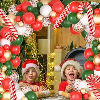 Kit de ballons de Noël en forme de canne à sucre, rouges, verts, blancs, dorés, avec confettis, en latex, pour arche et guirlande, fournitures de décoration pour fêtes de fin d'année
