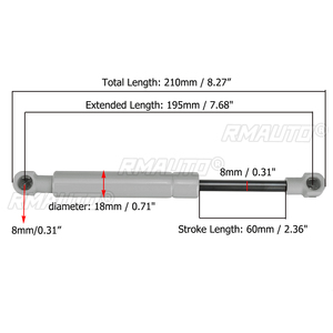 2 pièces 195 mm 8 mm 200-380N Vérins à gaz de levage pour capot, lit, fenêtre, bus, camping-cars et caravanes - Product Image 6