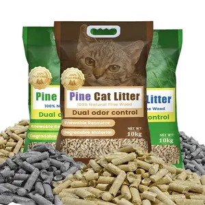 Pelet kayu pinus kotoran kucing 5 Liter dicetak bebas debu kemasan kotoran kucing tidak berbau gumpalan