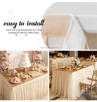 Jupe de table en mousseline de soie perlée, drapé de table de dessert élastique, personnalisable, pour décoration de fête, hôtel, banquet, anniversaire