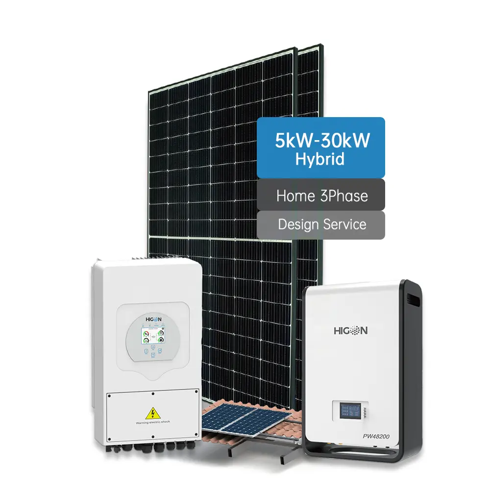 10-kW-Solarstromsystem Komplettes Hybrid-Set Schwarz mit Lithium batterie All-in-One-Solarsp eicher system