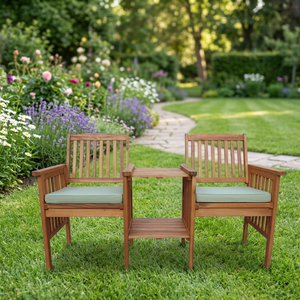 Contemporary Solid Pine Wood Chaise Lounge <b>Bench</b> Outdoor Water-Resistant Cushions Bedroom Courtyard Farmhouse Park Villa-Jack - Product Image 1