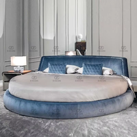 Meuble de chambre à coucher en cuir, léger, de luxe, lit rond, moderne, Double Design, haute qualité, nouveauté