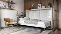 Nouveau design Lit mouphy invisible pliable de style nordique Lit mural à cadre métallique à ouverture horizontale à usage domestique peu encombrant avec armoire